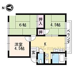 京阪本線 出町柳駅 バス30分 玄琢下下車 徒歩8分の賃貸アパート 2階3DKの間取り