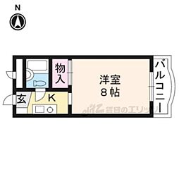 京都市営烏丸線 北大路駅 バス17分 原谷口下車 徒歩7分の賃貸マンション 2階1Kの間取り