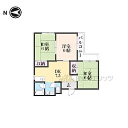 山下マンション 2階2LDKの間取り