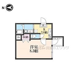 JR山陰本線 花園駅 徒歩4分の賃貸アパート 3階1Kの間取り