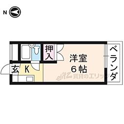 阪急嵐山線 上桂駅 徒歩2分の賃貸マンション 2階1Kの間取り