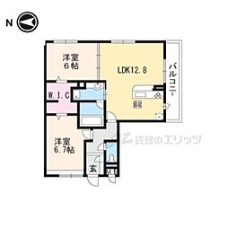 Ｂｎｅｘｔ　嵯峨 1階2LDKの間取り