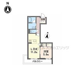 クオレール　はな 2階1LDKの間取り
