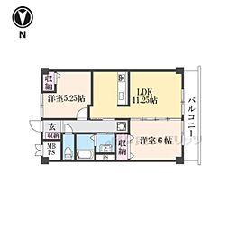 I-PLACE東垣内 2階2LDKの間取り