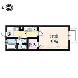 阪急京都本線 桂駅 徒歩8分の賃貸アパート 1階1Kの間取り