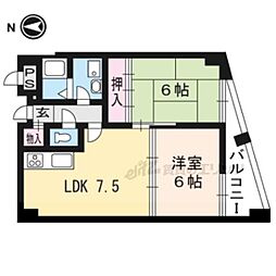 JR山陰本線 太秦駅 徒歩1分の賃貸マンション 3階2LDKの間取り