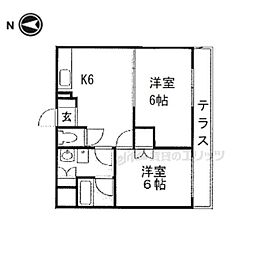 マンションメルローズ 1階2DKの間取り