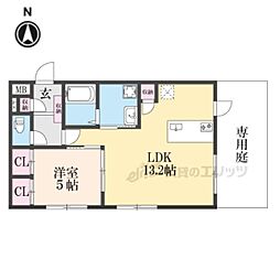 JR山陰本線 嵯峨嵐山駅 徒歩5分の賃貸アパート 1階1LDKの間取り