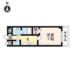 クリザンテーム山本II 1階1Kの間取り