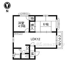 嵐山リバーサイド 2LDKの間取図画像