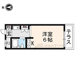 メゾン・ド嵯峨野 2階ワンルームの間取り