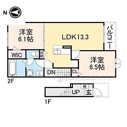 メゾン・レゾナンスI 2階2LDKの間取り