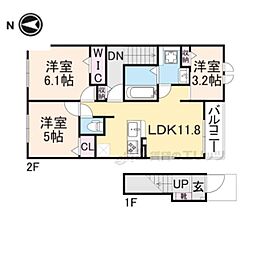 メゾン・レゾナンスII 201 2階3LDKの間取り