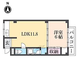 京福電気鉄道嵐山本線 帷子ノ辻駅 徒歩21分の賃貸マンション 2階1LDKの間取り