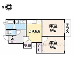 プレステージII 1階2LDKの間取り