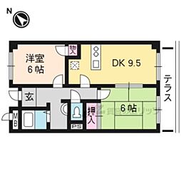 ル・セーヌ嵐山 3階2LDKの間取り