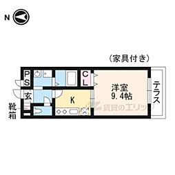 JR山陰本線 太秦駅 徒歩10分の賃貸マンション 1階1Kの間取り