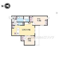 仮称　嵯峨広沢南下馬野町ヘーベルメゾン 2階2LDKの間取り