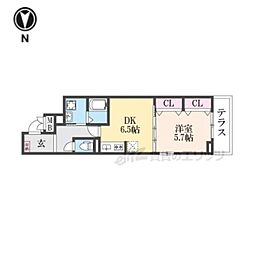 梅津東構口町アパート 1階1DKの間取り