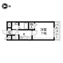 アーバン御陵 2階1Kの間取り