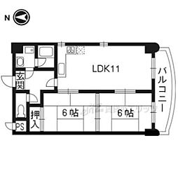 阪急京都本線 桂駅 徒歩18分の賃貸マンション 5階2LDKの間取り