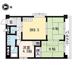 阪急京都本線 桂駅 徒歩13分の賃貸マンション 3階3LDKの間取り