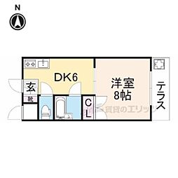 シャンクレール小桜 1階1DKの間取り