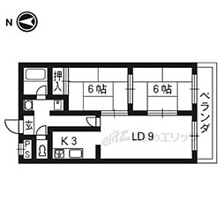 パールシャトー 2階2LDKの間取り