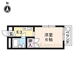アロジオ北山 1Kの間取図画像