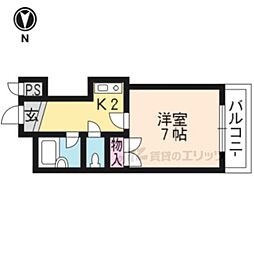 メモワール上桂 1Kの間取図画像