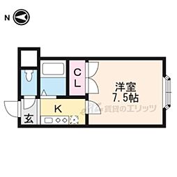 ピーコック 1Kの間取図画像