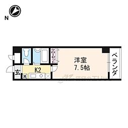 エスポワール上桂 1Kの間取図画像
