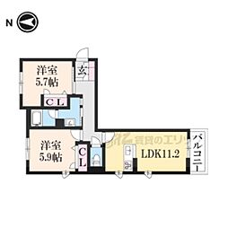 アンビシア 2LDKの間取図画像