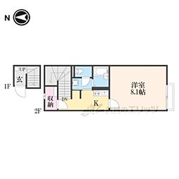 レオネクスト黒岡 1Kの間取図画像