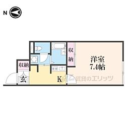 レオネクスト黒岡 1Kの間取図画像