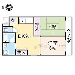 マンションベルエトワール 2LDKの間取図画像