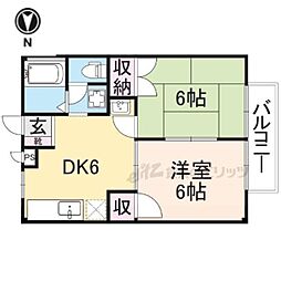 コンフォート春日 2DKの間取図画像