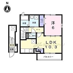 ルピナス等寺院 1LDKの間取図画像