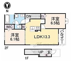フォルトゥーナ西岡屋II 2LDKの間取図画像