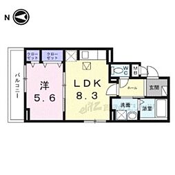 ヒカルサ京都大宮中林II 1LDKの間取図画像