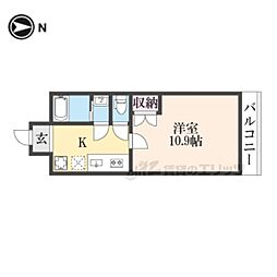 仮)フラッティ北栗栖町 1Kの間取図画像