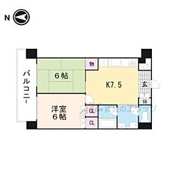 MANSION桂 2DKの間取図画像