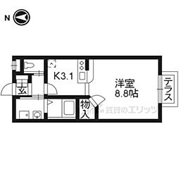 パレスサイド桂 1Kの間取図画像