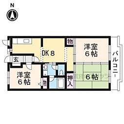 サンク・メルベーユ並河 3DKの間取図画像