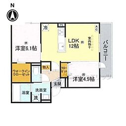 GRAMM松室吾田神町B 2LDKの間取図画像