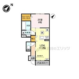 カルムベルフルール 1LDKの間取図画像
