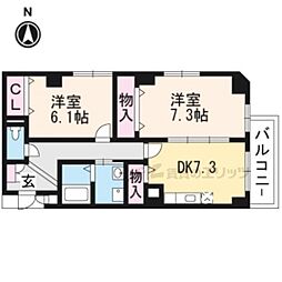 サンフィオーレ 2DKの間取図画像