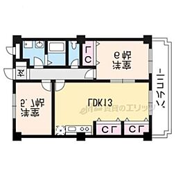 グリーンハイツ田中 2LDKの間取図画像