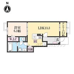 リベルタ美園 1LDKの間取図画像