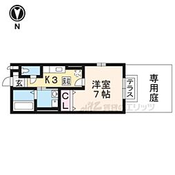 サンライズ美園 1Kの間取図画像